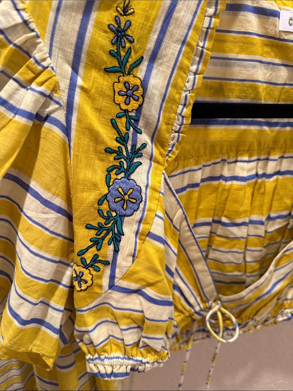 Celandine Anthropologie Yellow Striped Embroidered Skirt Set - Picture 3 of 3
